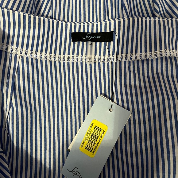 Blue and white striped high-low ruffle skirt, M - Picture 3 of 3